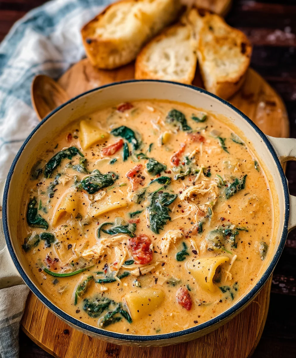 Creamy Tuscan Chicken Soup-Easy & Delicious