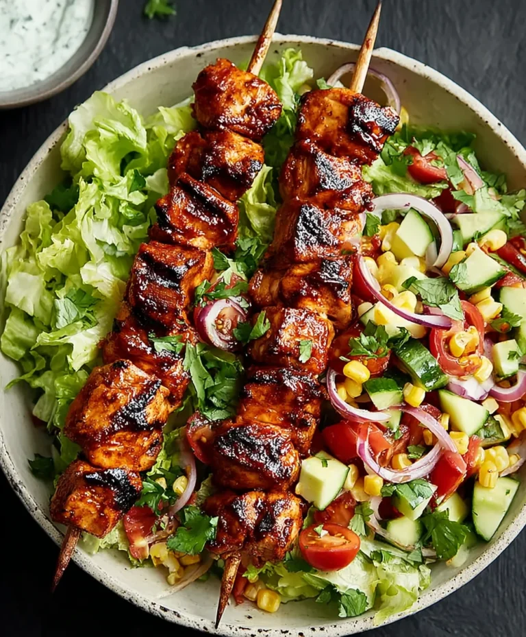 Grilled BBQ Chicken Skewers Salad Recipe