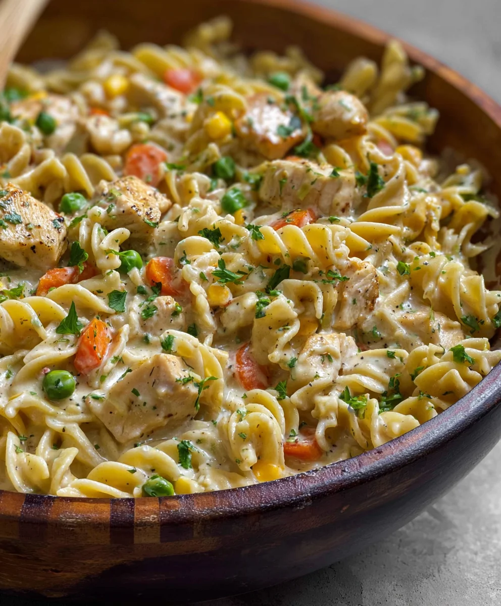 Easy Chicken Pot Pie Pasta Quick Recipe