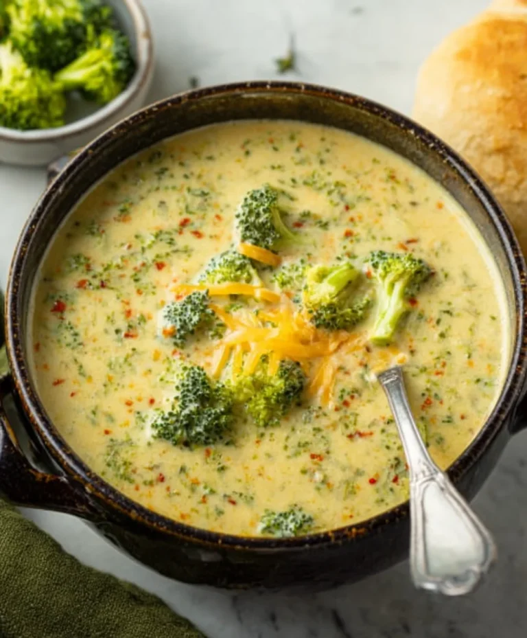 High Protein Broccoli Cheddar Soup-Creamy & Delicious