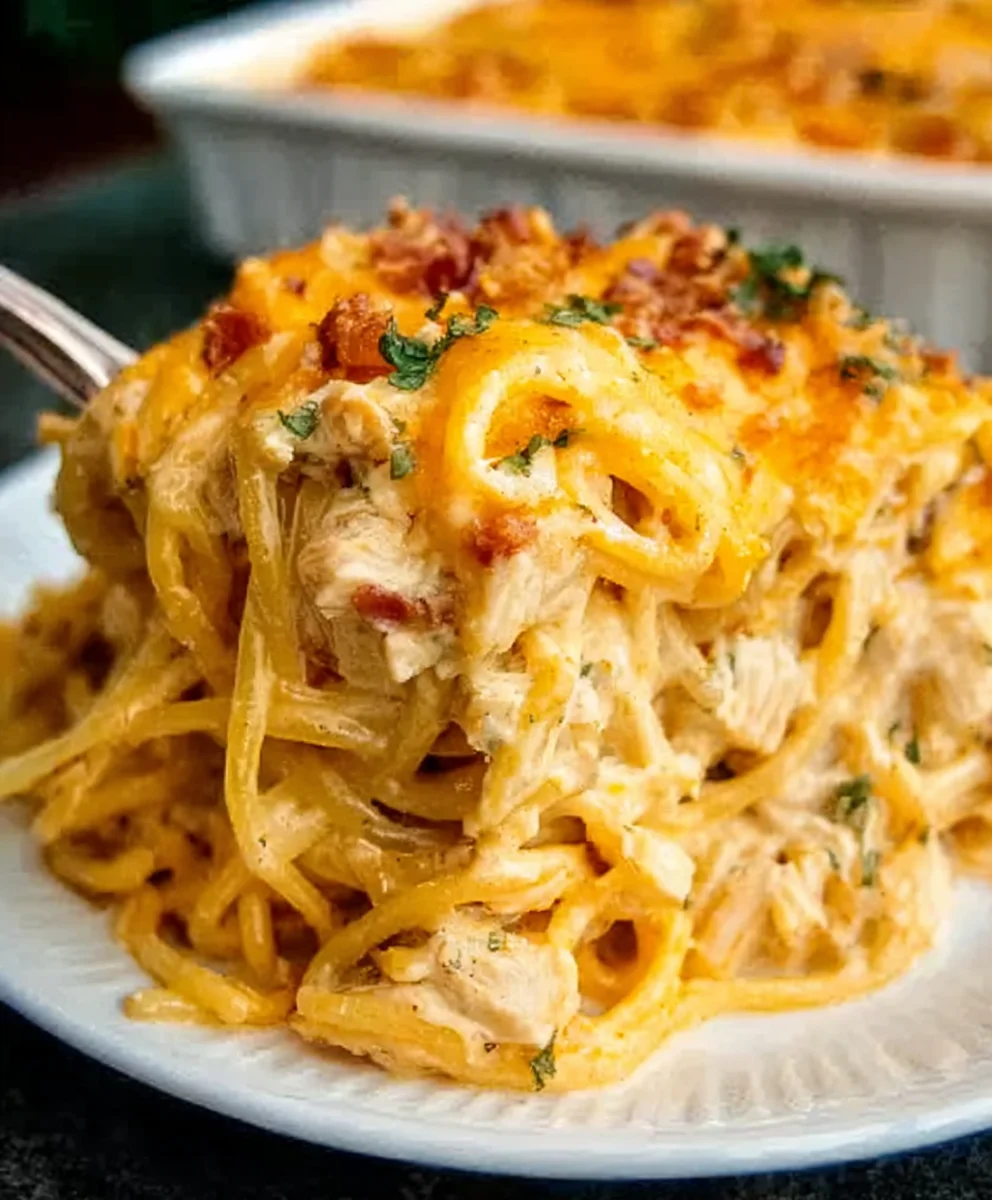 Spicy Cheesy Chicken Spaghetti Casserole Recipe
