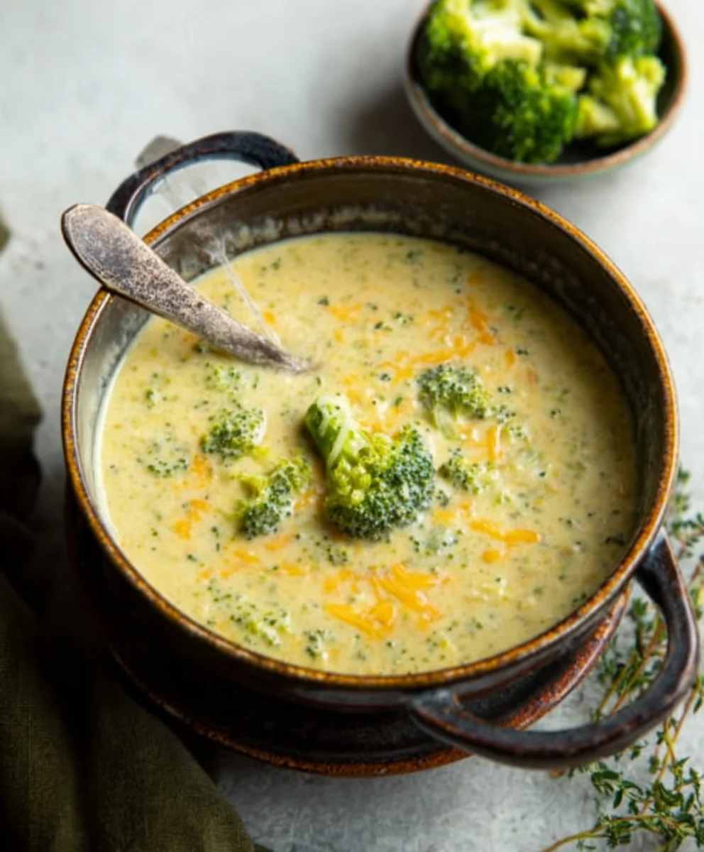 High Protein Broccoli Cheddar Soup - Hearty & Healthy