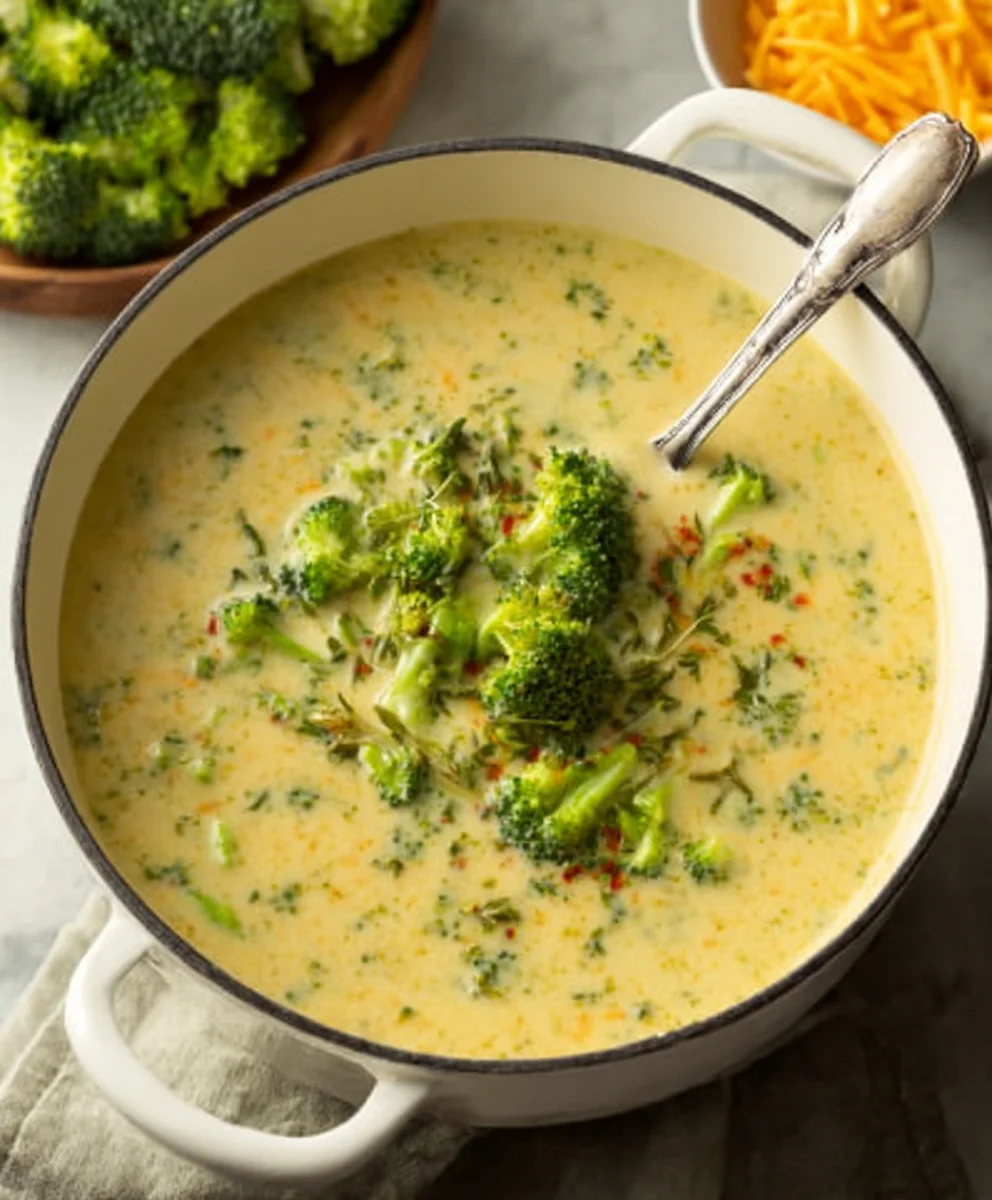 High Protein Broccoli Cheddar Soup-Creamy & Delicious