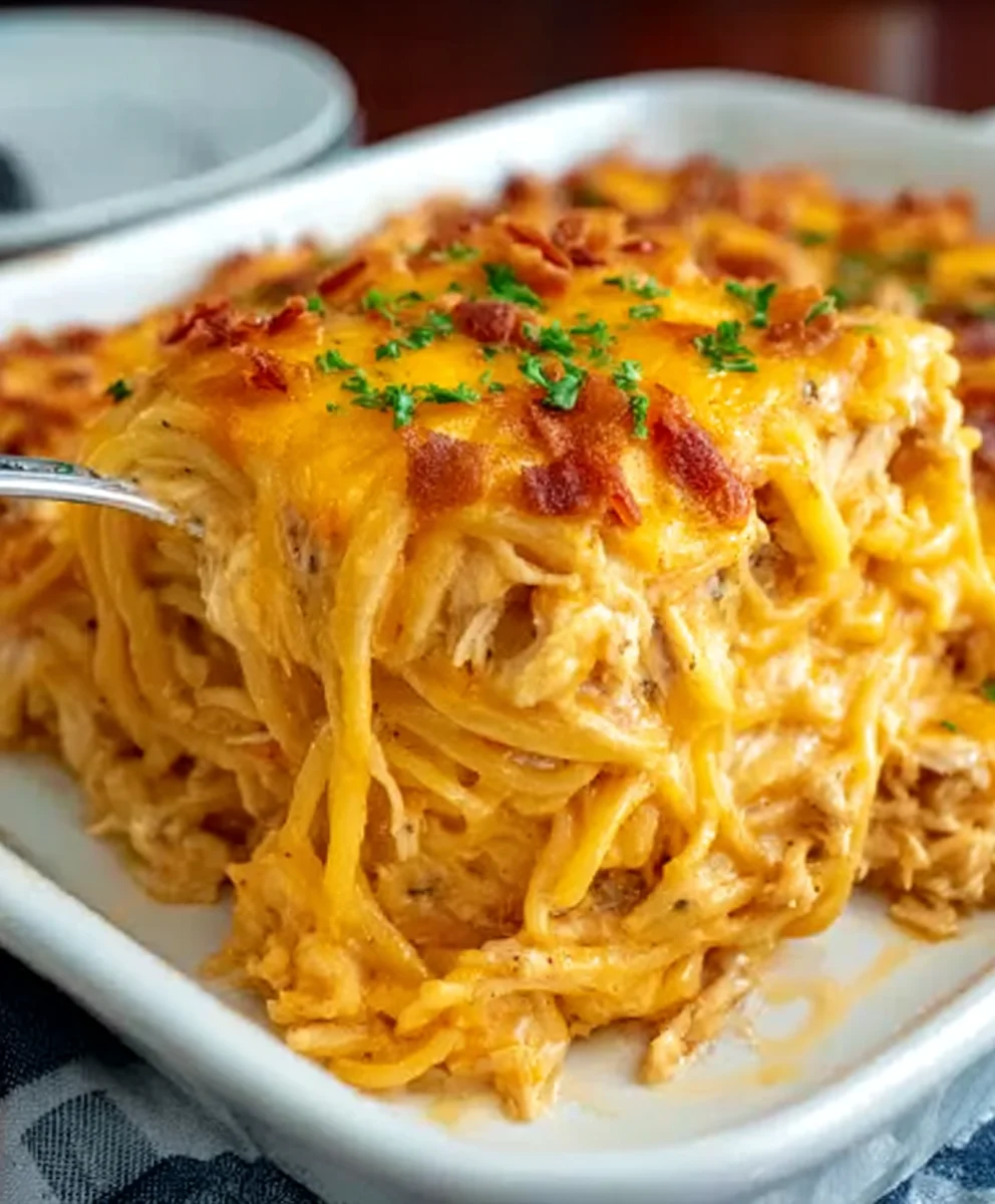 Spicy Cheesy Chicken Spaghetti Casserole Recipe