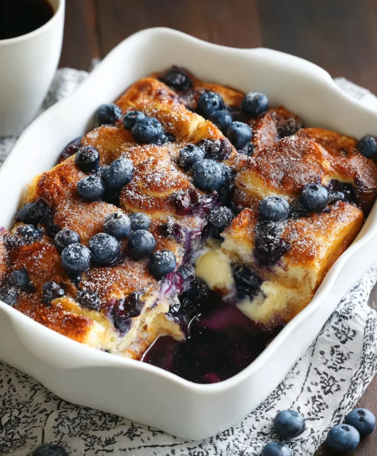 Blueberry French Toast Casserole Overnight- Easy Baked Breakfast