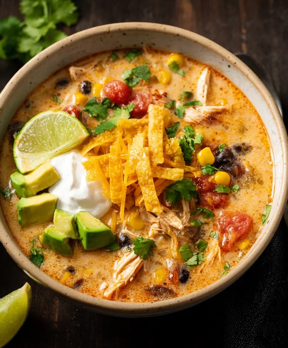 Easy Creamy Chicken Tortilla Soup Recipe