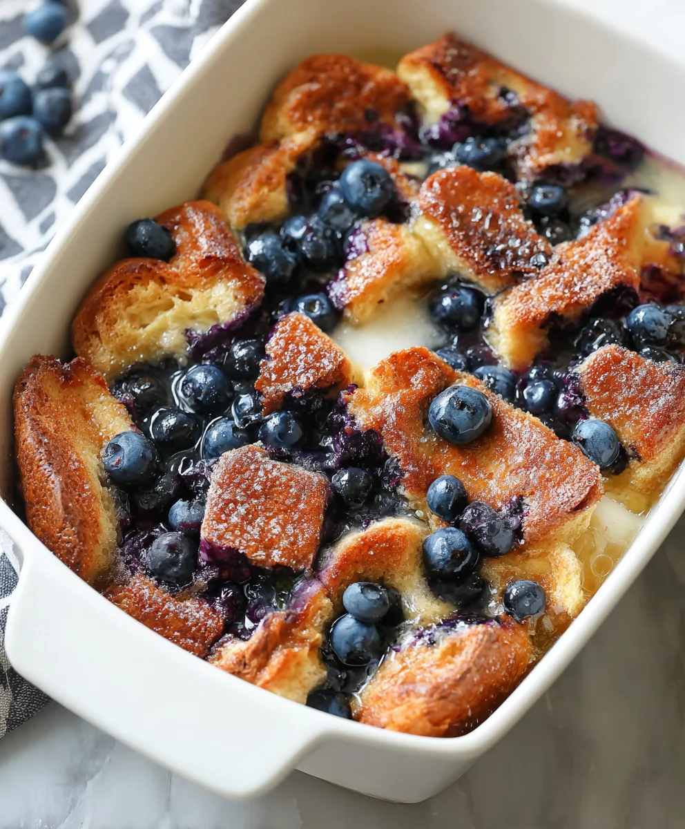 Blueberry French Toast Casserole Overnight- Easy Baked Breakfast