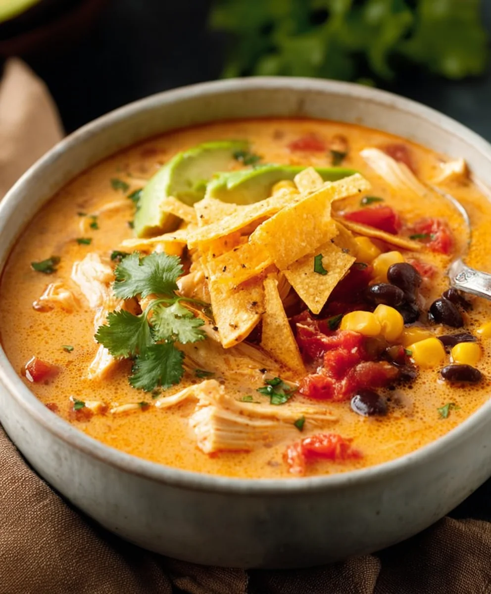 Easy Creamy Chicken Tortilla Soup Recipe