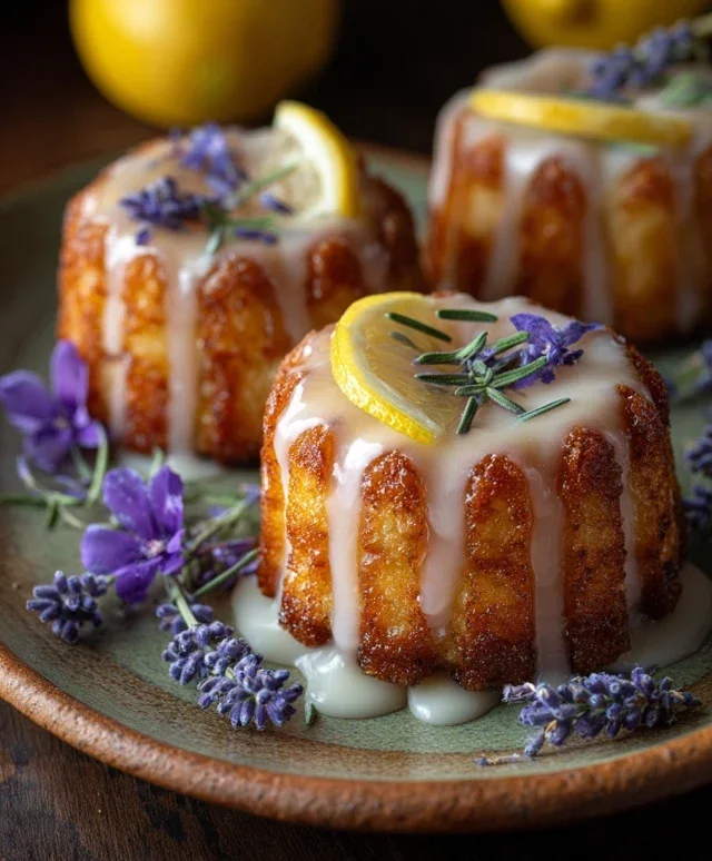 Mini Lemon Cakes With Lavender Glaze