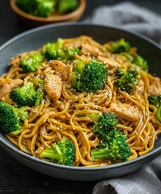 Healthy Sesame Noodles with Chicken and Broccoli