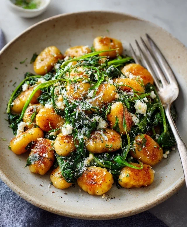 Crispy Gnocchi With Spinach And Feta