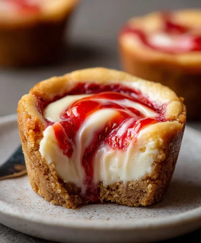 Strawberry Swirl Cheesecake Cookie Cups