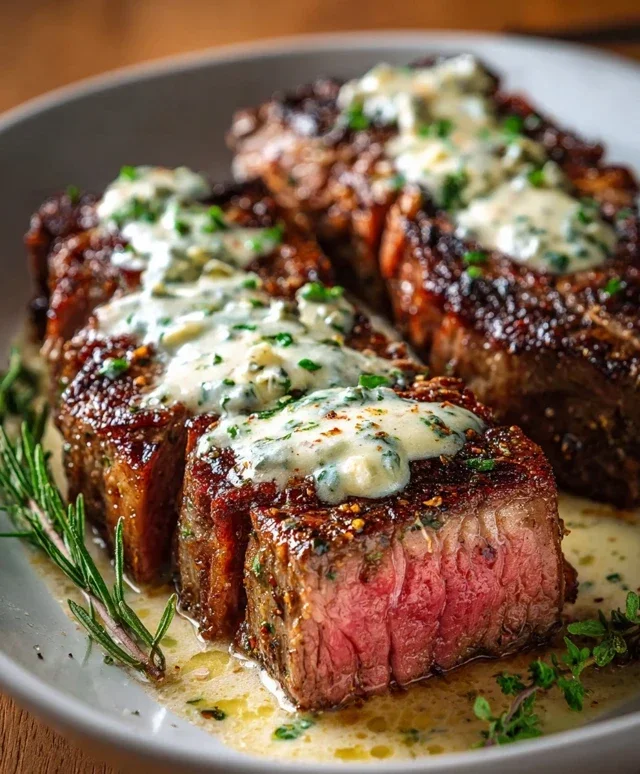 Garlic Butter Steak With Parmesan Cream Sauce