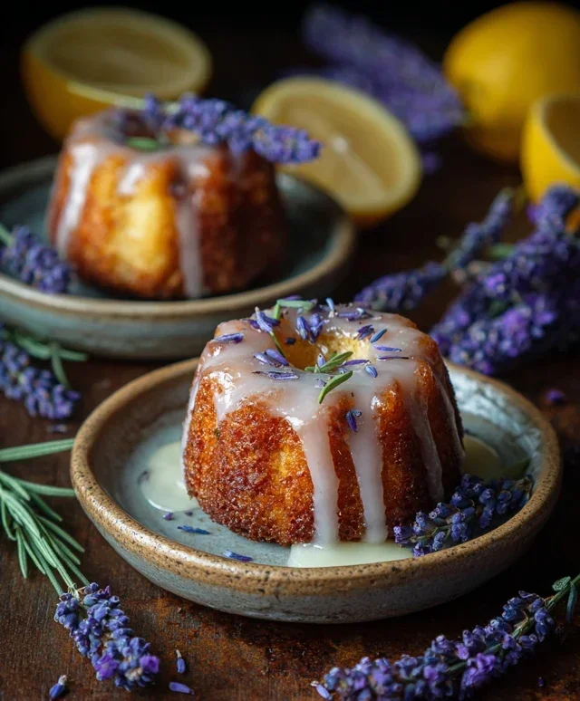 Mini Lemon Cakes With Lavender Glaze