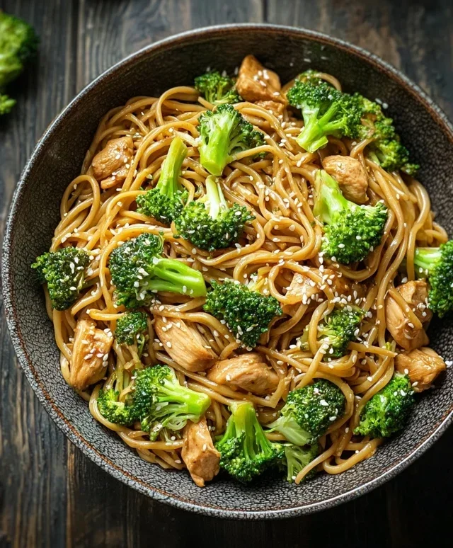 Healthy Sesame Noodles with Chicken and Broccoli