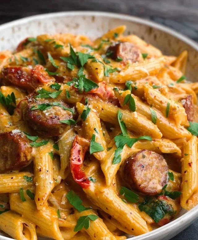 One Pot Creamy Cajun Sausage Pasta (30-Minutes)