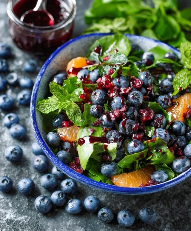 Cranberry Blueberry Salad with Blueberry Balsamic Dressing