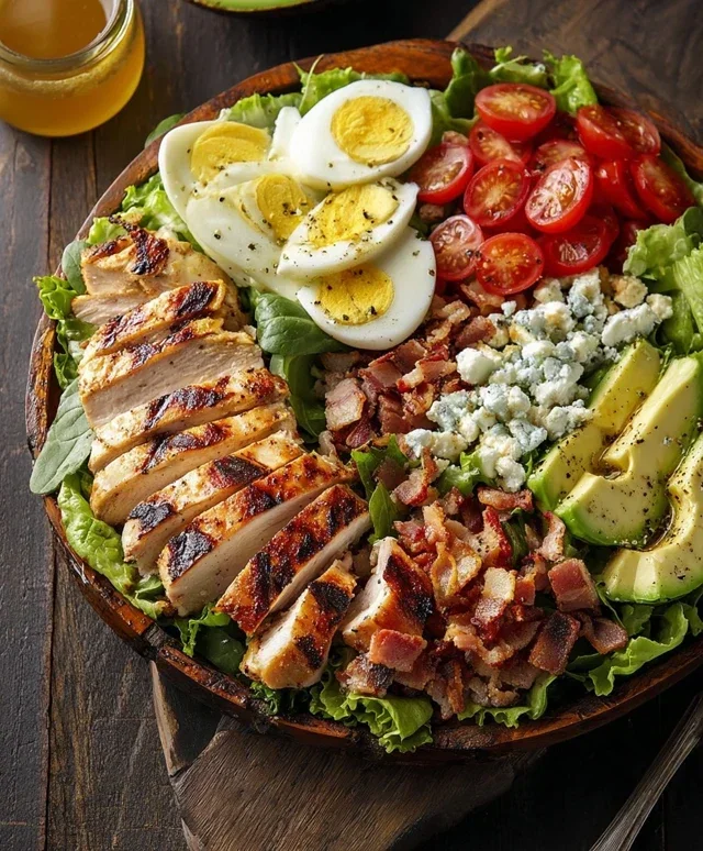 Grilled Chicken Cobb Salad with Honey Dijon {Pnon-non-non-alcoholic alternativeic non-alcoholic aleo, Whole30 Option}