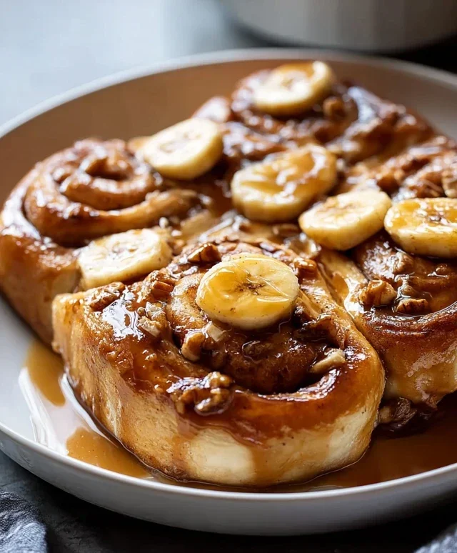 Bananas Foster Cinnamon Rolls