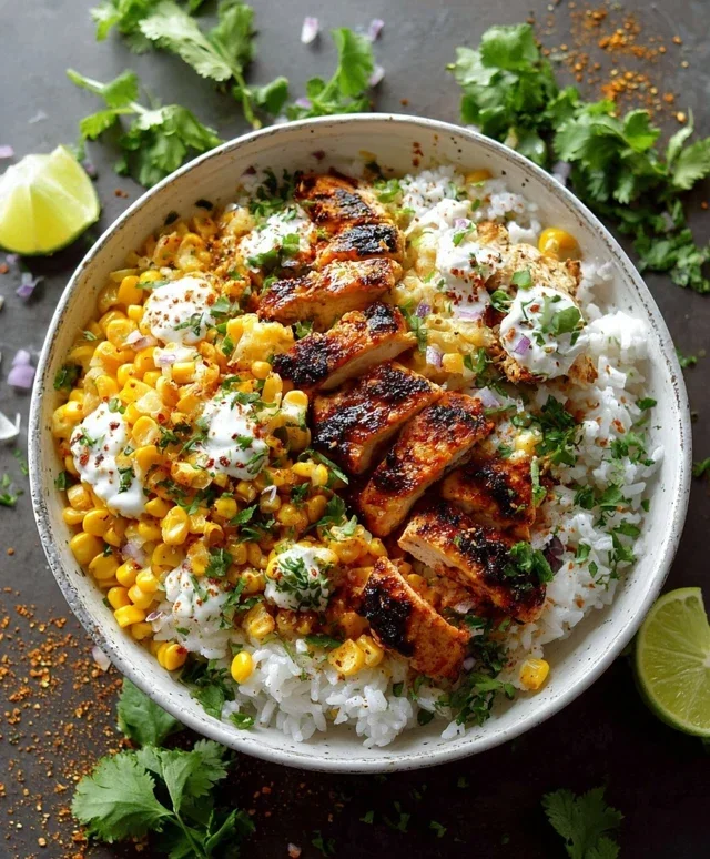 Street Corn Chicken Rice Bowl