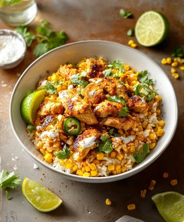Street Corn Chicken Rice Bowl