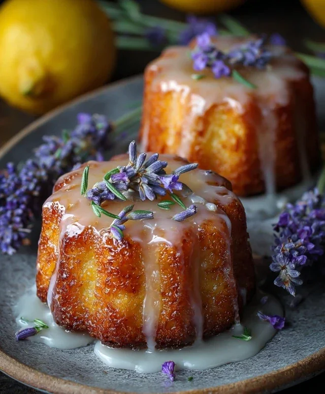 Mini Lemon Cakes With Lavender Glaze