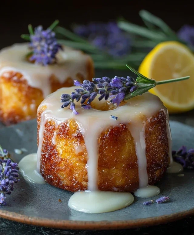 Mini Lemon Cakes With Lavender Glaze