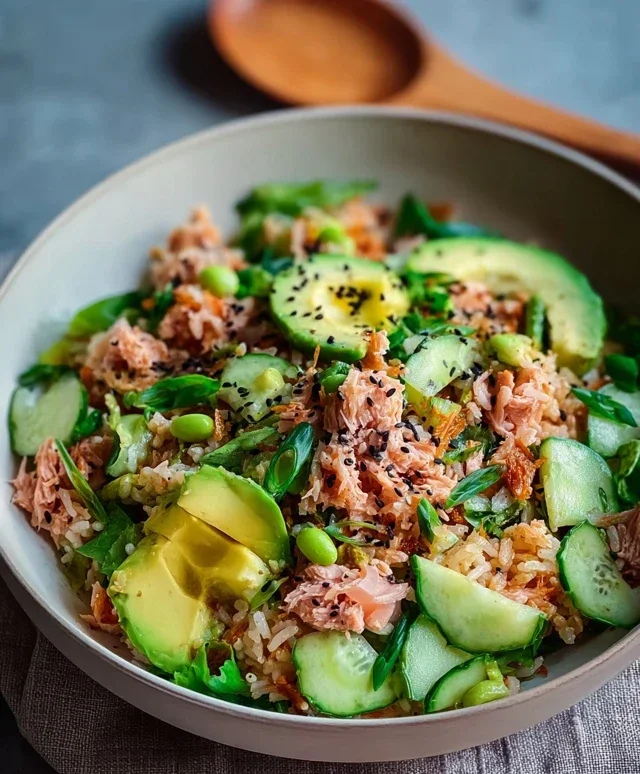 Tuna Avocado Crispy Rice Salad