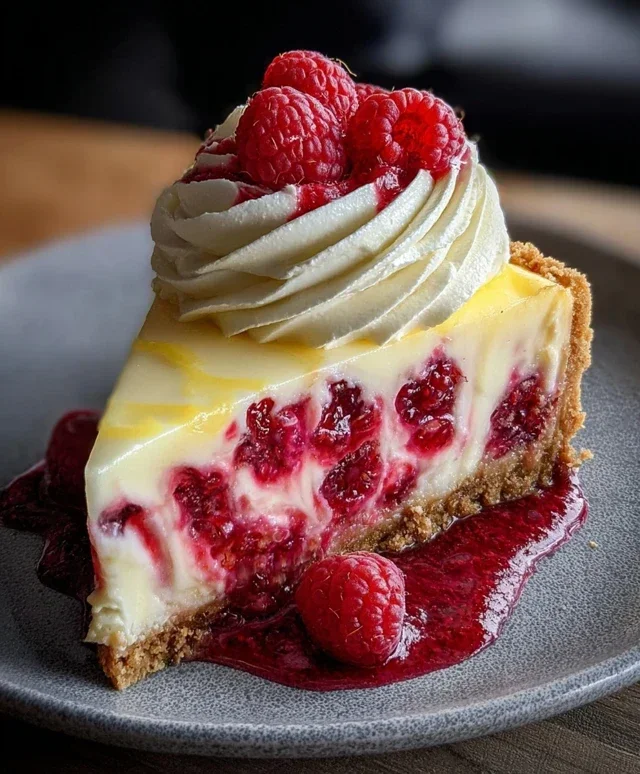 Raspberry Lemon White Chocolate Cheesecake