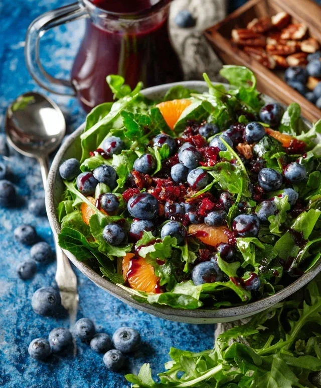 Cranberry Blueberry Salad with Blueberry Balsamic Dressing