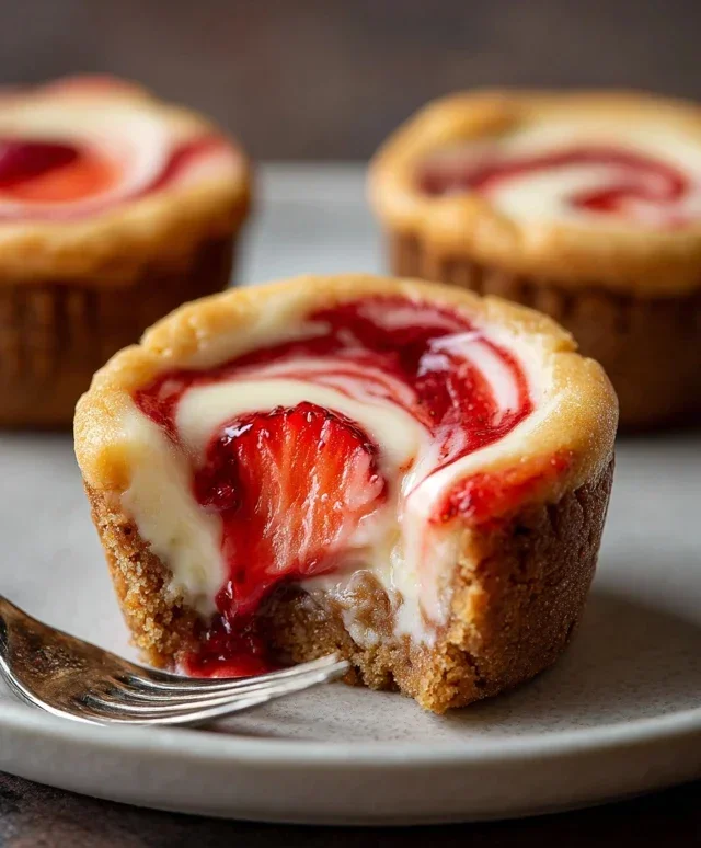 Strawberry Swirl Cheesecake Cookie Cups