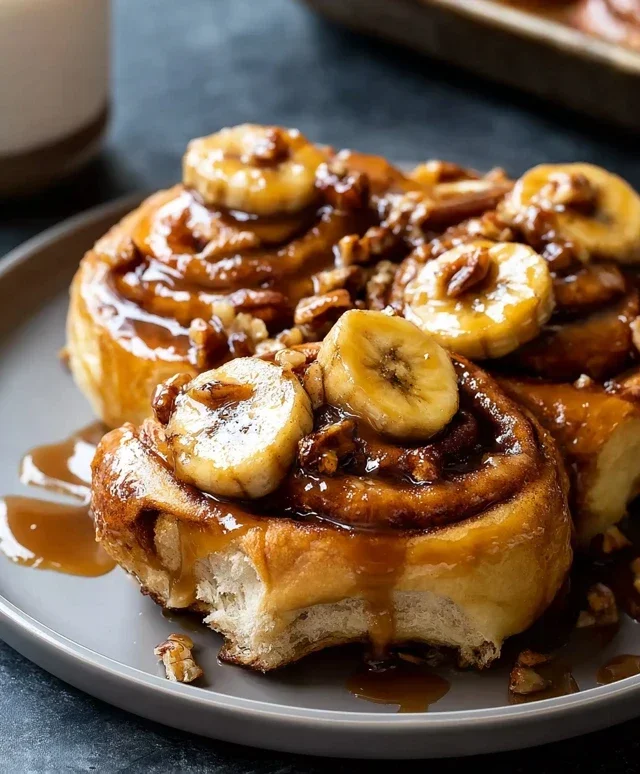 Bananas Foster Cinnamon Rolls