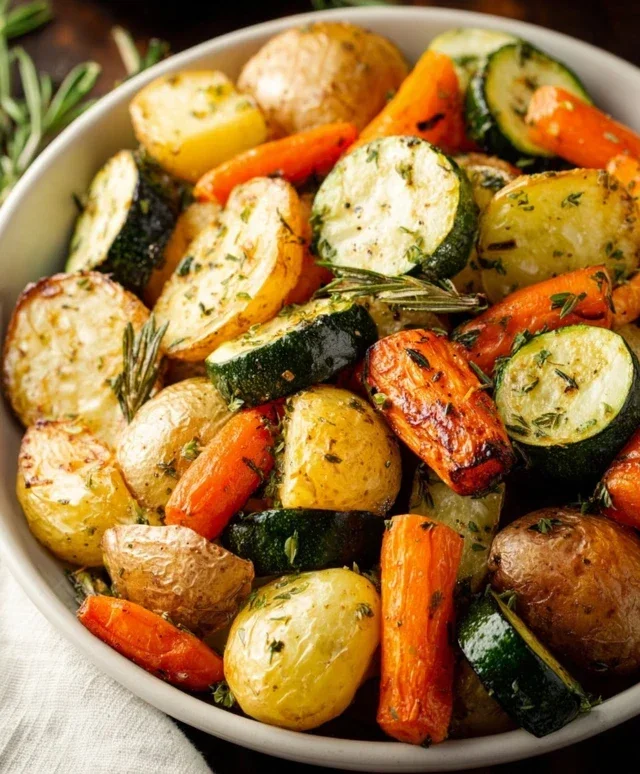Garlic Herb Roasted Potatoes Carrots and Zucchini