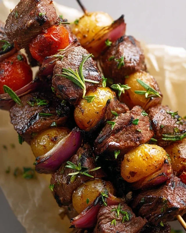 Rosemary Garlic Steak Kebabs