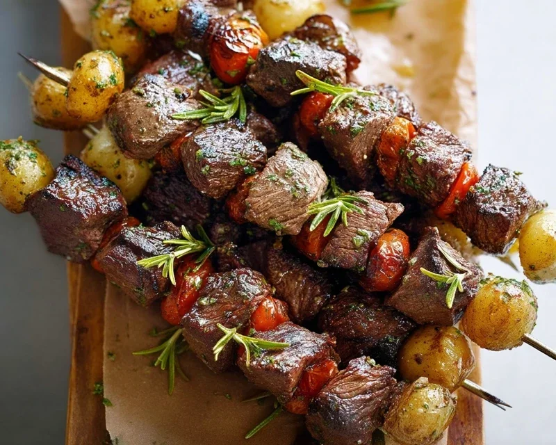Rosemary Garlic Steak Kebabs