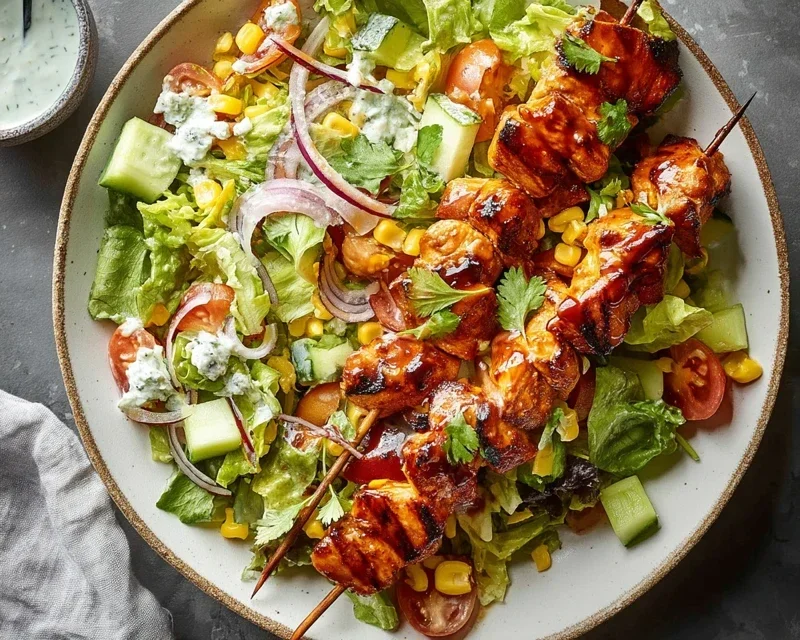 BBQ Chicken Skewer Salad