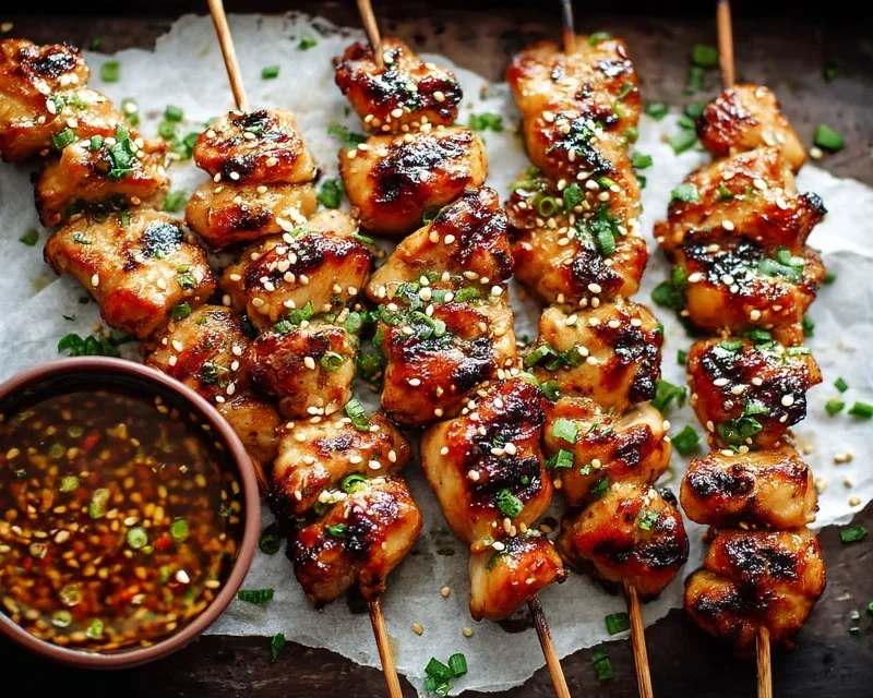 Easy Grilled Asian Chicken Skewers with Honey Garlic Sauce