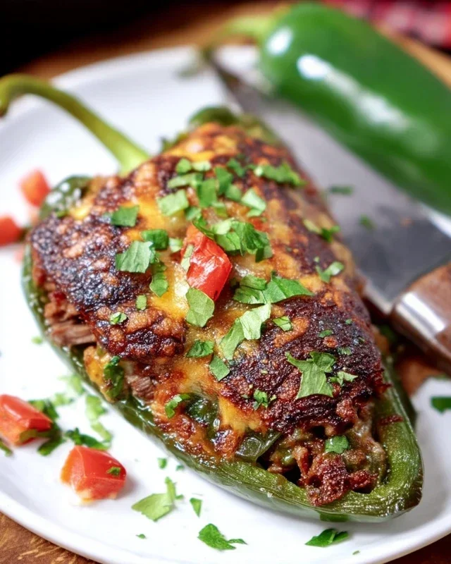 Brisket Stuffed Poblano Peppers