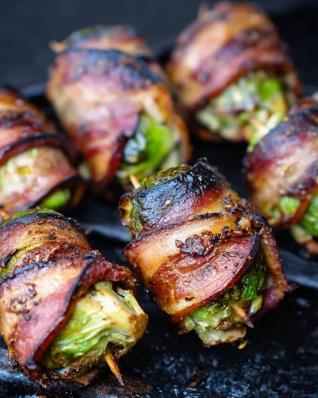 Grilled Beef Beef Bacon Wrapped Brussels Sprouts