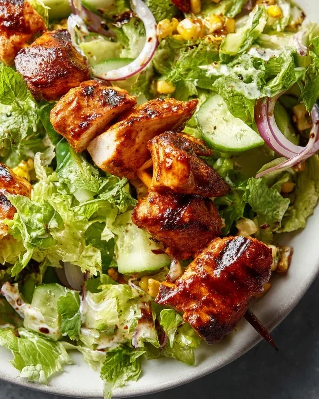 BBQ Chicken Skewer Salad