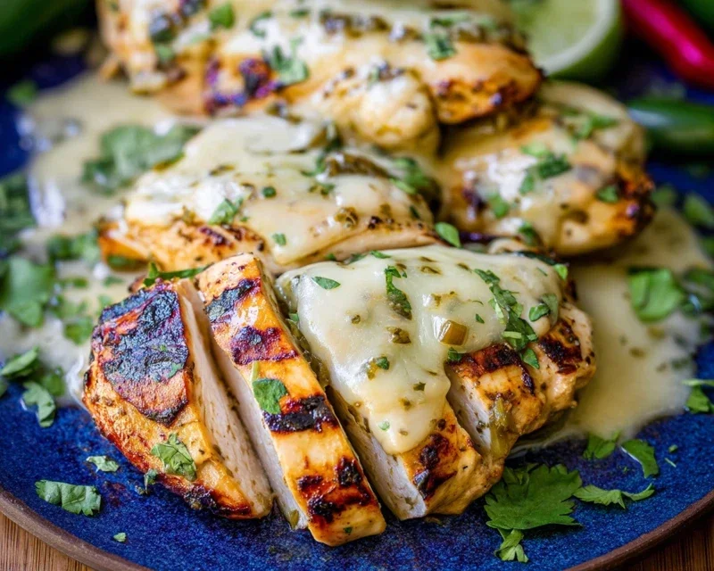 Grilled Salsa Verde Chicken with Pepper Jack