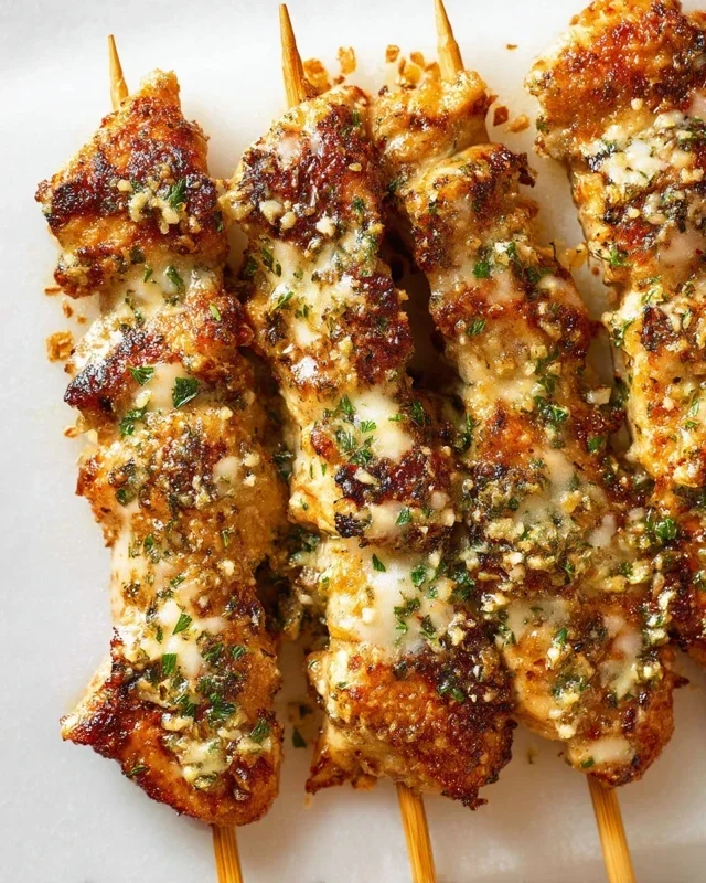 Ranch Garlic Parmesan Chicken Skewers