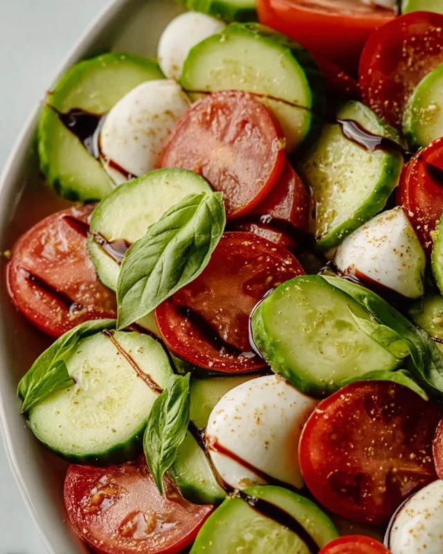 Fresh Cucumber Caprese Salad