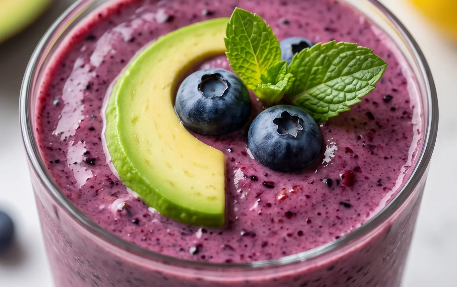 Blueberry Avocado Smoothie With Lemon & Yogurt