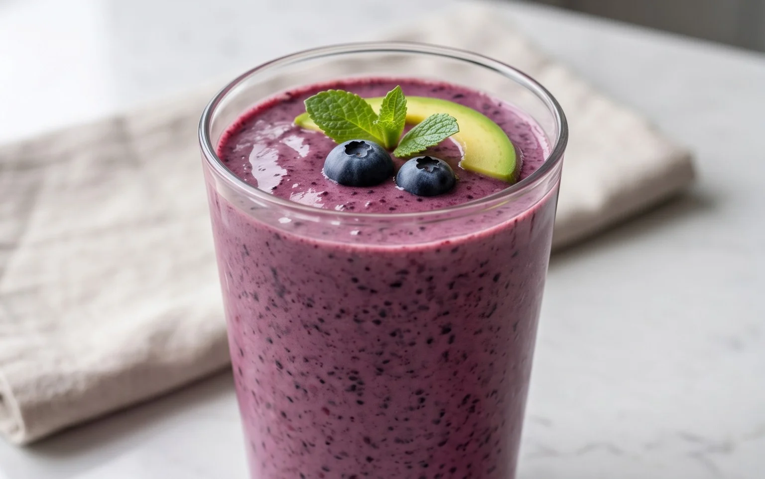 Blueberry Avocado Smoothie With Lemon & Yogurt