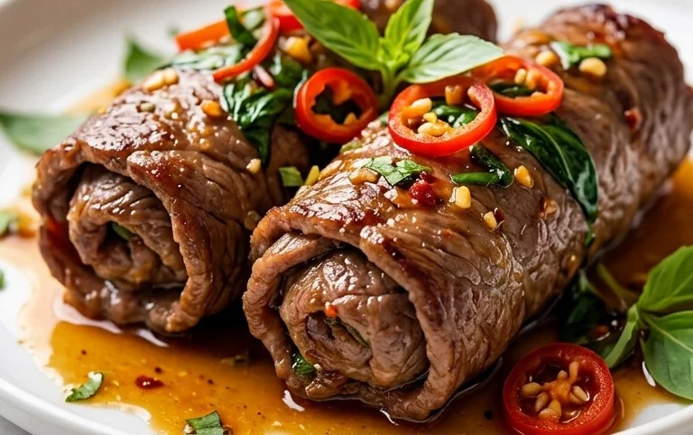 Thai Basil Beef Rolls