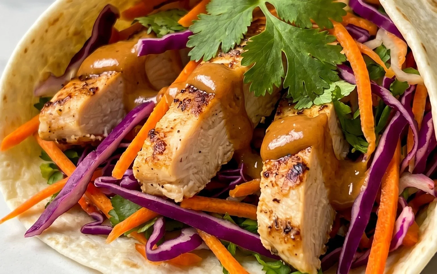 Thai Chicken Wrap with Crunchy Asian Slaw