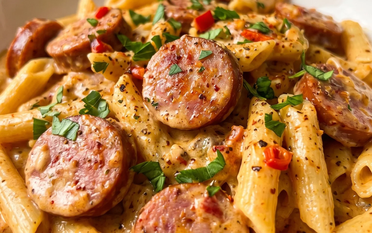 One-Pot Creamy Spicy Cajun Sausage Pasta