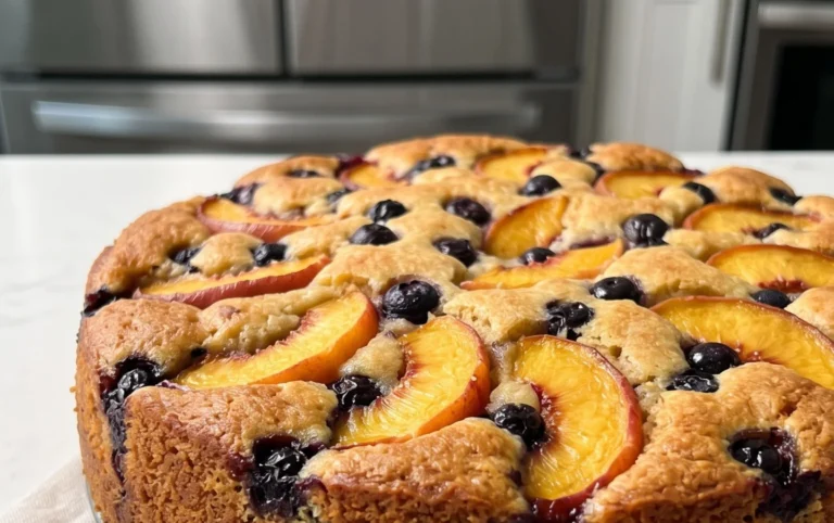 Peach and Blueberry Greek Yogurt Cake