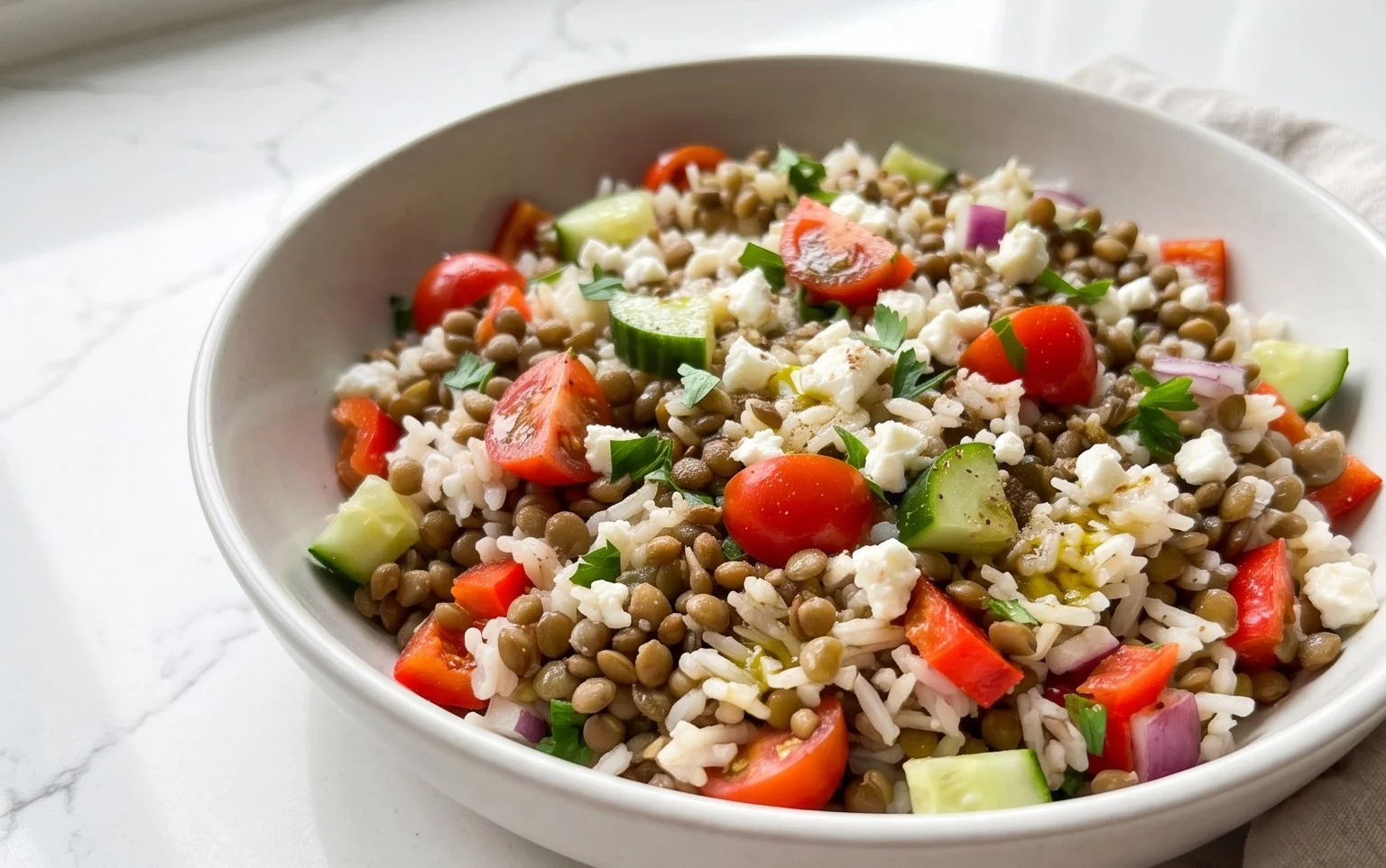 Easy Mediterranean Lentils and Rice